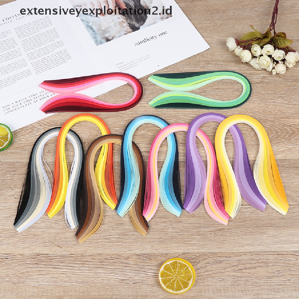 Id 100Pcs / Set Strip Kertas Quilling 3mm 39cm Untuk Kerajinan Tangan DIY