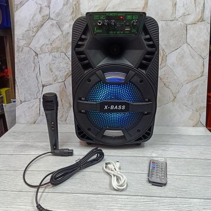 SPEAKER BLUETOOTH FLECO F-8606 LED 8'5 INCH FREE MIC KAROKE+REMOTE