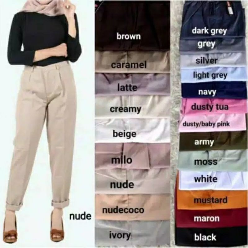 COD BAGGY PANTS Latte beige nude maroon ivory Dusty pink white moss Tamolivia B7T7