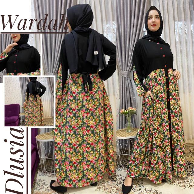 Daster arab DLUSIA WARDAH Dress Rayon Full kancing