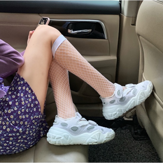 LS-02 Kaos Kaki JALA SELUTUT Net Fishnet Cosplay Lolita hitam black putih white overknee socks