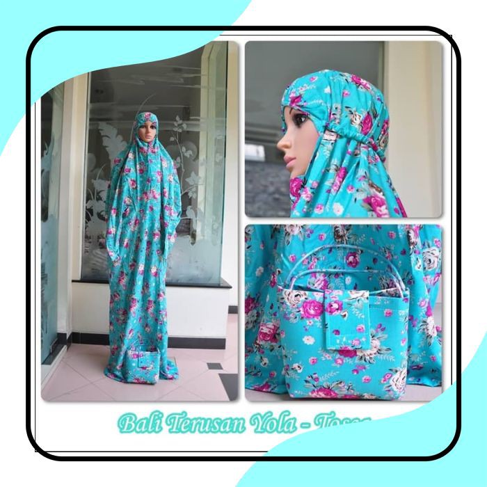 TERLARIS RAMADHAN / MUKENA BALI RAYON DEWASA TERUSAN BUNGA YOLA TOSKA / Traveling / JUMBO