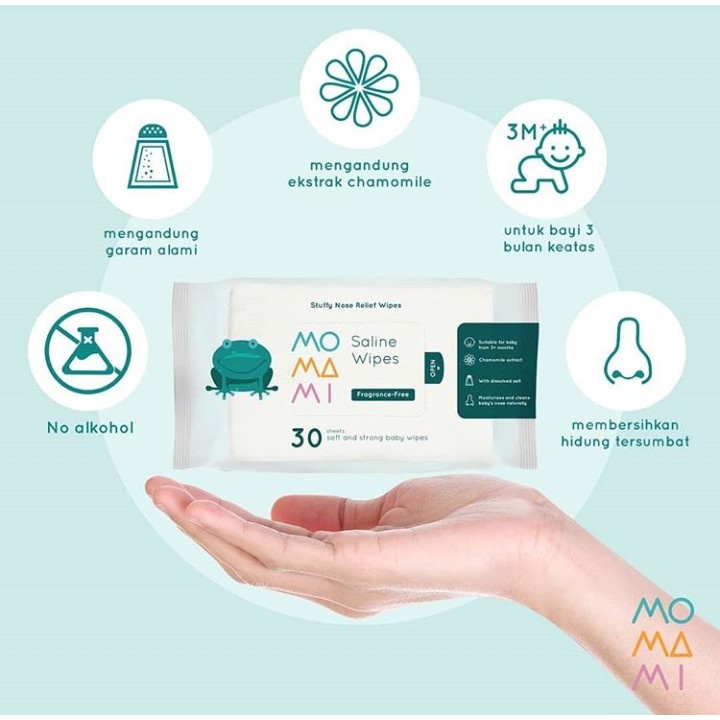 Momami Saline Wipes 30pcs Fragrance Free