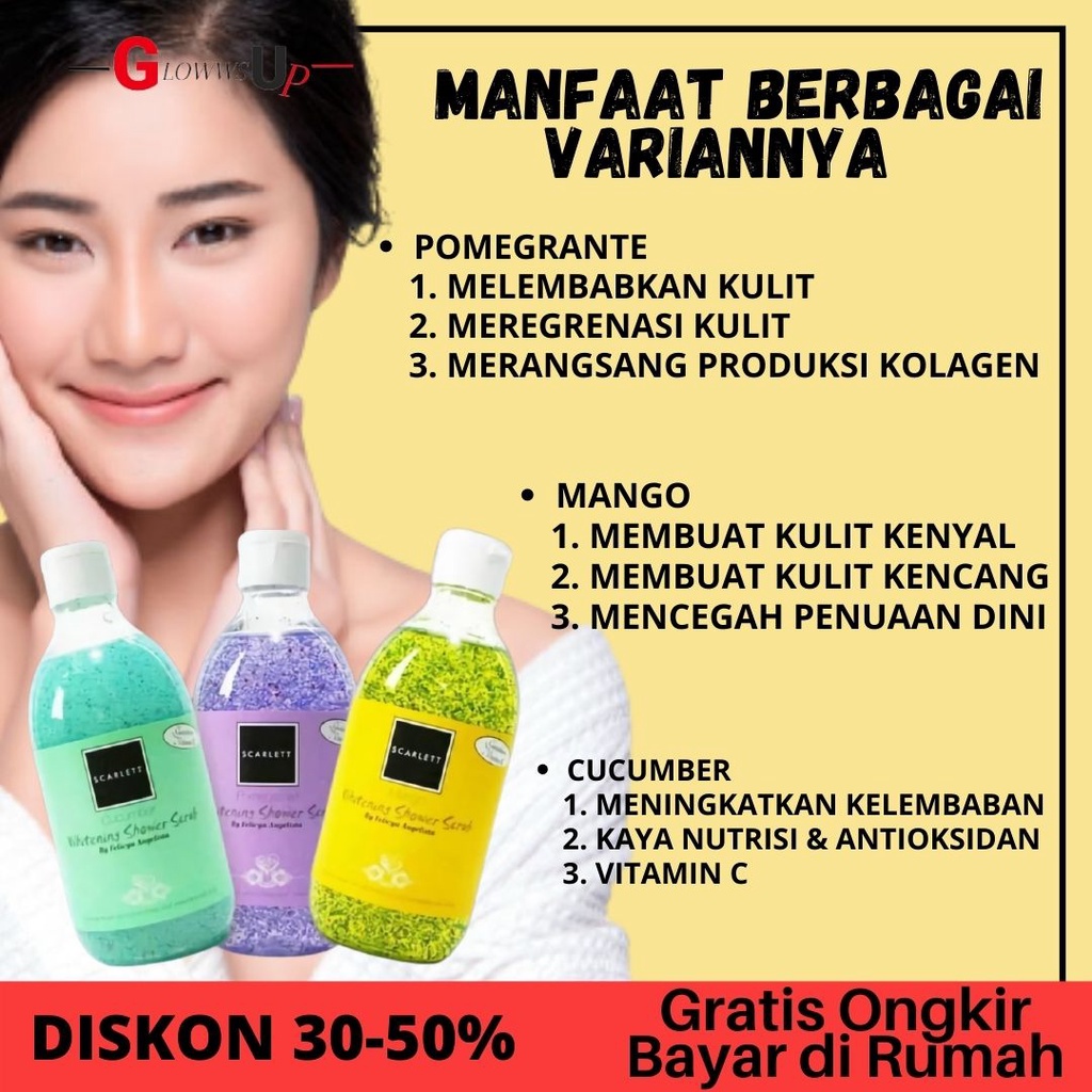 SCARLETT SHOWER SCRUB ORIGINAL BPOM 300ML - SABUN MANDI SCARLETT