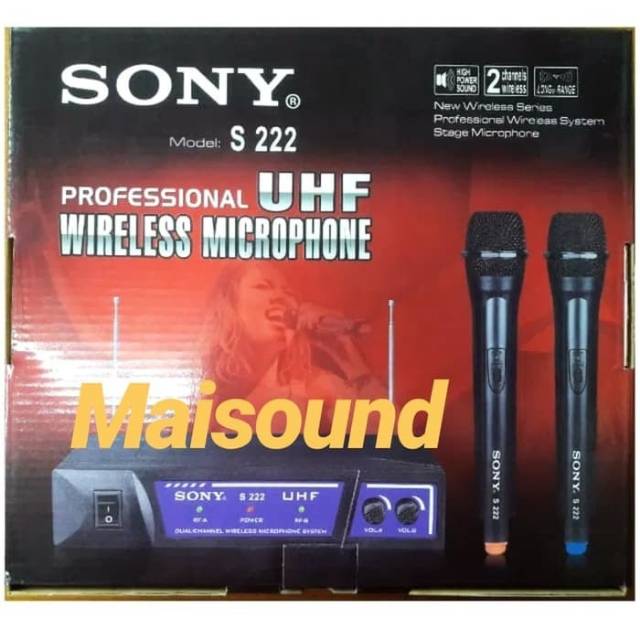 MICROPHONE SONY S 222 MIC WIRELESS SONY S222 HANDHELD 2 mic BAGUS
