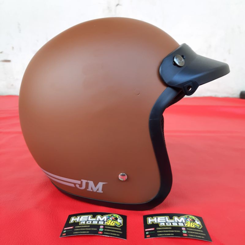 PET Helm Bogo Pendek Hitam RETRO TOPI KLASIK Vespa Matic Classic