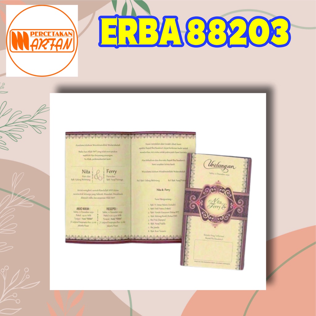 UNDANGAN PERNIKAHAN MOTIF ERBA 88203 MINIMAL ORDER 100 PCS