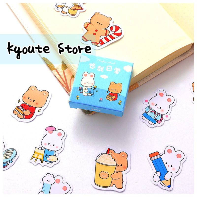 

45 pcs Sticker Cute Chibi Bunny Bear Scrapbooking Journal Diary Planner Bujo DIY Sealing