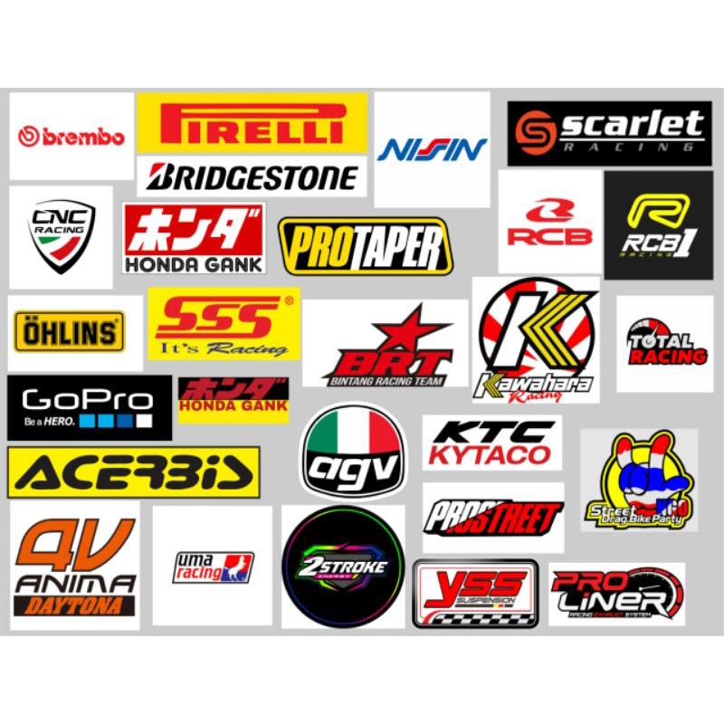 

Stiker Sticker Brand isi 27 pcs racing waterproof pop art band clothing laminasi tailook bahan graftac striping decal herex hologram kekinian