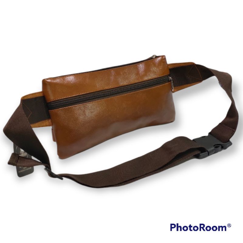 Tas Waistbag pinggang selempang kombinasi Pria Kulit keren murah