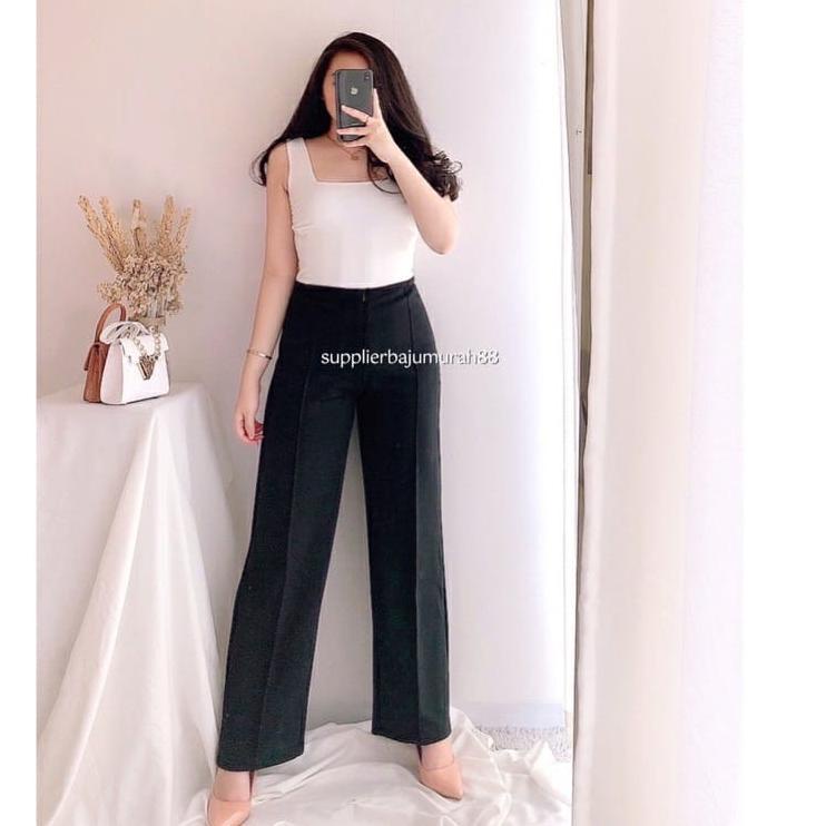 Celana Kulot Highwaist JUMBO BIGSIZE Wanita Scuba Premium Celana Panjang Kulot Wanita Highwaist Kekinian