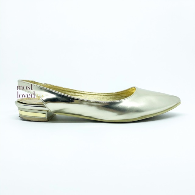 Calliope Gold Flat Shoes Pesta