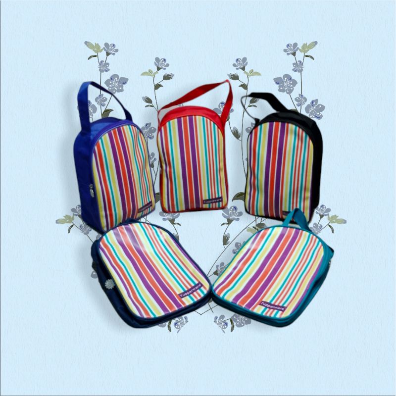 Tas Pouch stripe Tupperware jinjing