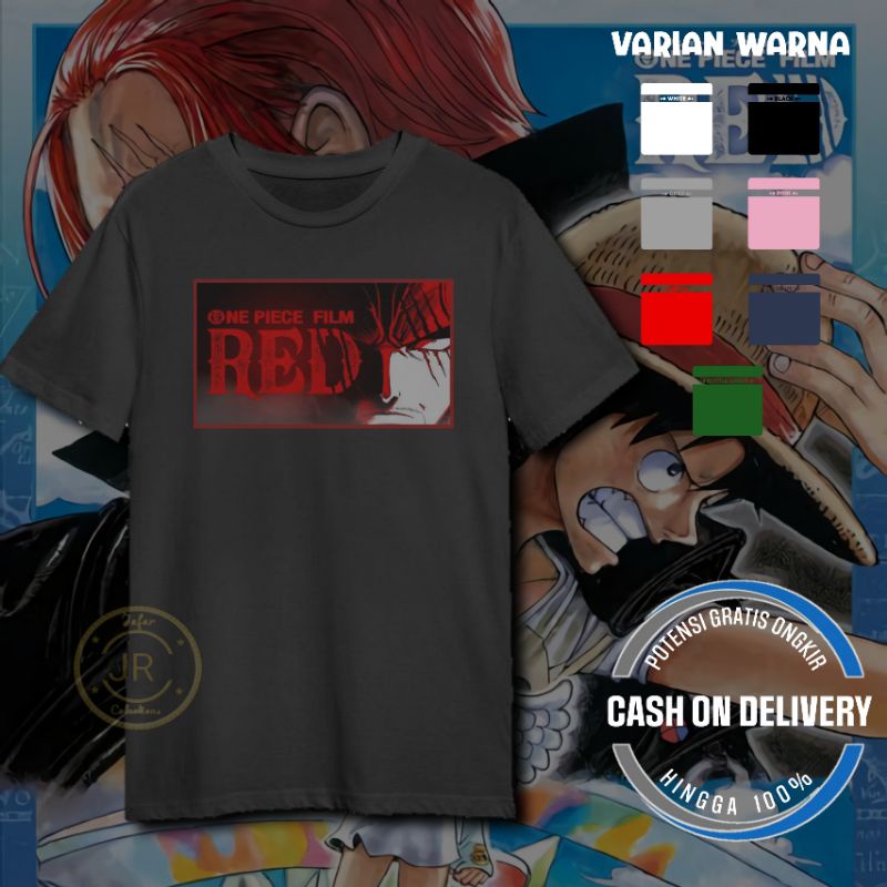 Baju kaos dewasa katun one piece movie red viral/murah/pendek/COD / Kaos dewasa one piece red unisex