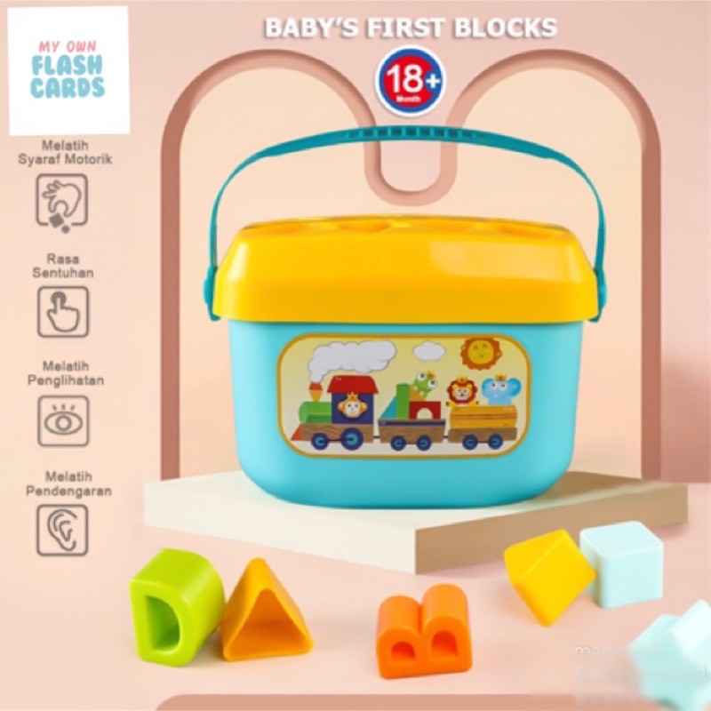 Baby Blocks Puzzle Box - Mainan Edukasi Anak - Bayi Toddler - Education Toy Myownflashcards Busy Box