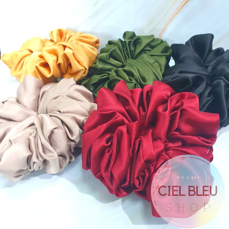 Scrunchie JUMBO Glossy / Ikat Cepol Hijab Soft Colour / CIEL BLEU SHOP