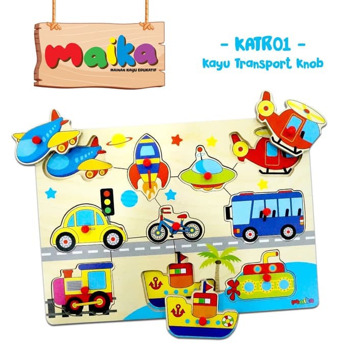 Mainan Puzzle Kayu Knob Bergambar Mainan Edukasi Anak