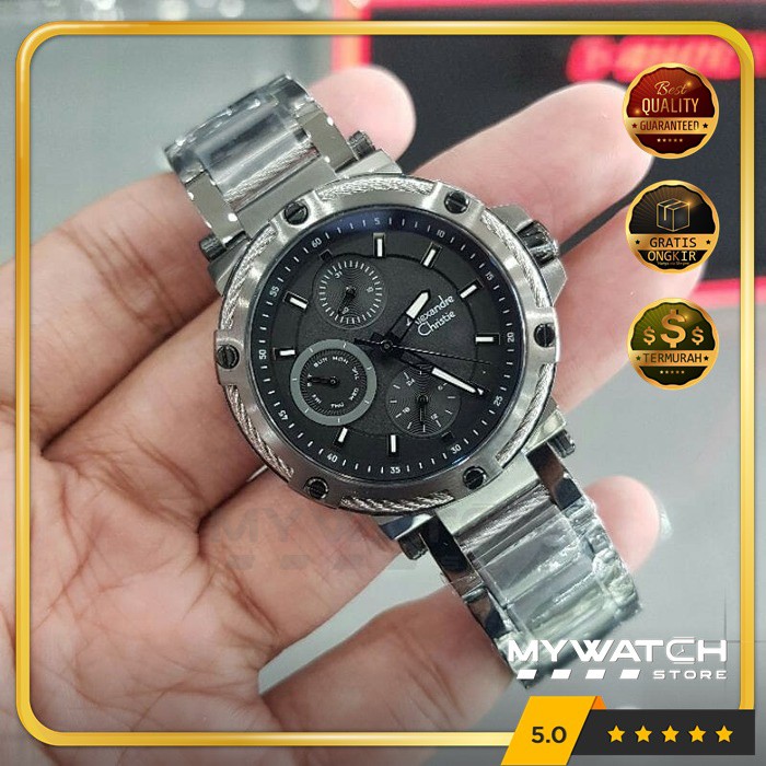 Alexandre Christie Wanita AC 6561 Jam Tangan Alexander AC6561 Original Black Grey