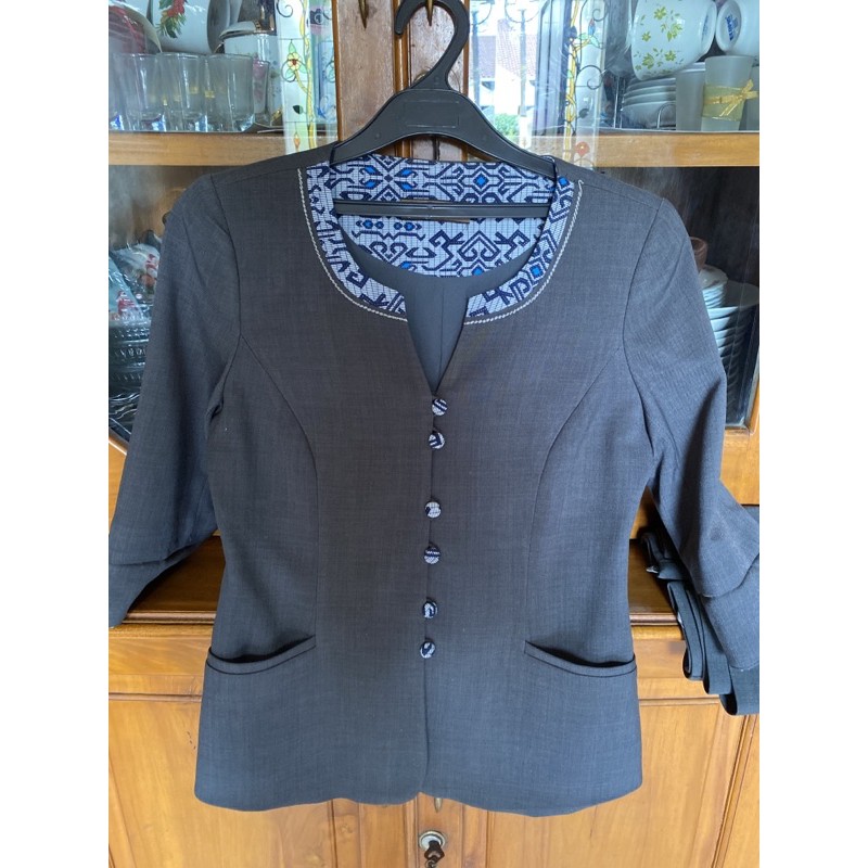 preloved set baju kerja model blazer bawahan rok warna abu