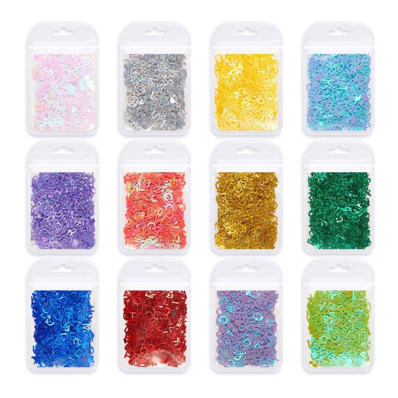 Zzz Confetti Glitter Bentuk Alfabet Untuk Nail Art