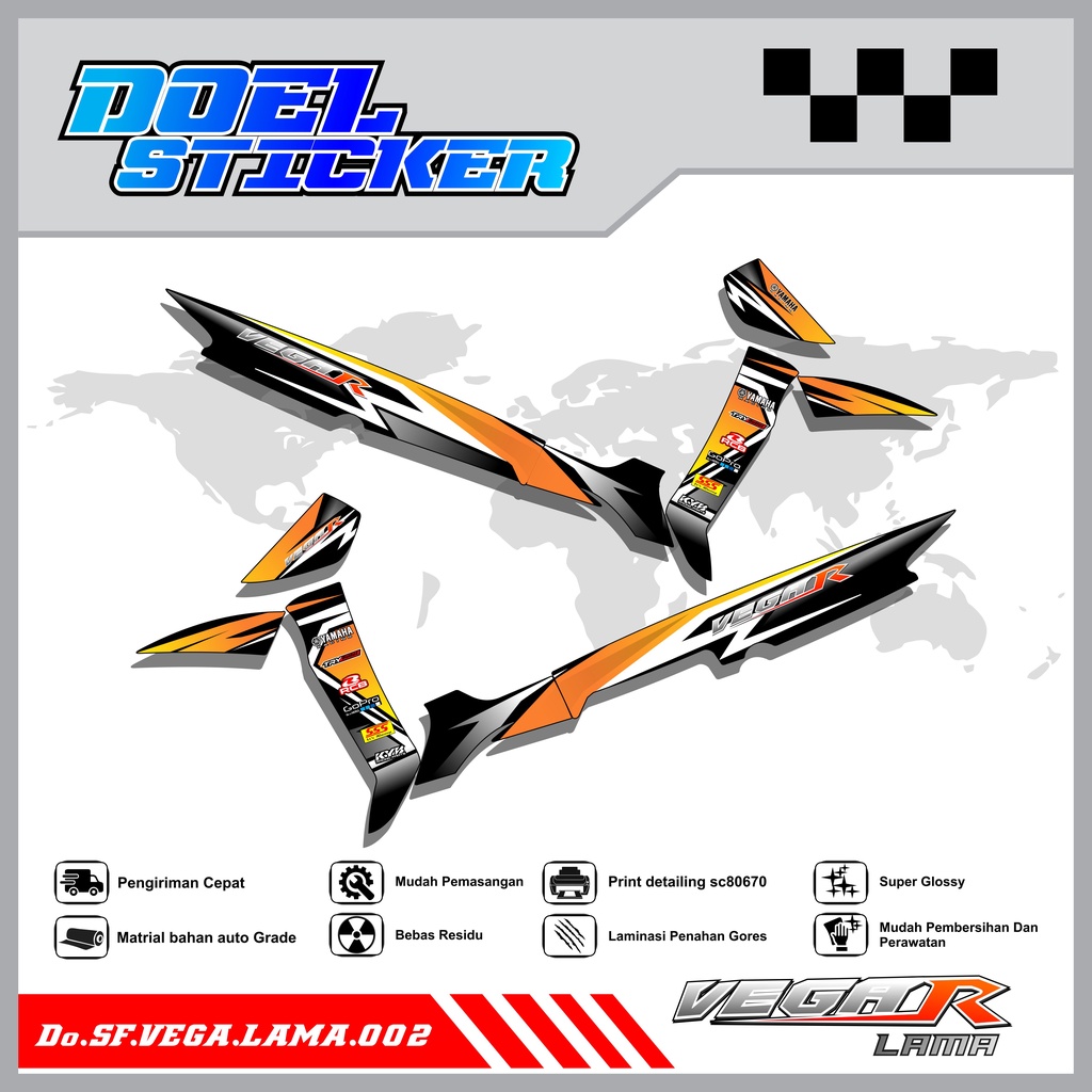 Sticker Striping Vega R Lama List Variasi Hologram , Crome Doel 002