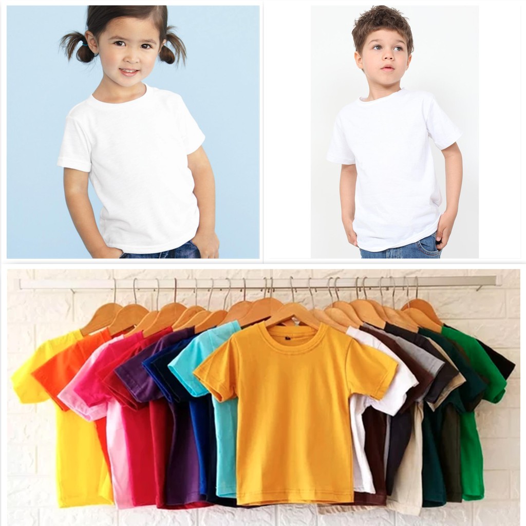 KAOS CUSTOM ANAK kaos polos anak umur 3-9tahun lengan pendek hitam putih bebas design lucu