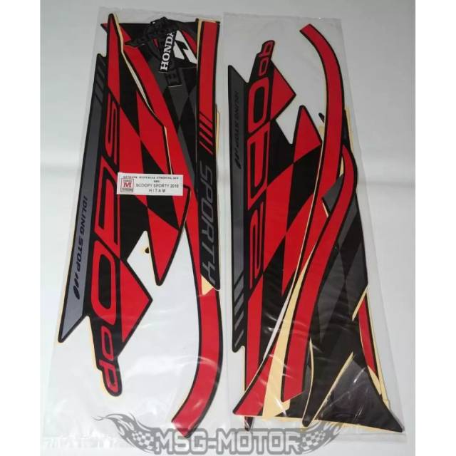 Striping lis body motor Scoopy 2018 sporty hitam merah