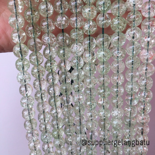 semi stone rutilated kuarsa quartz green 8mm hijau gelang kalung aksesoris craft beads supplier