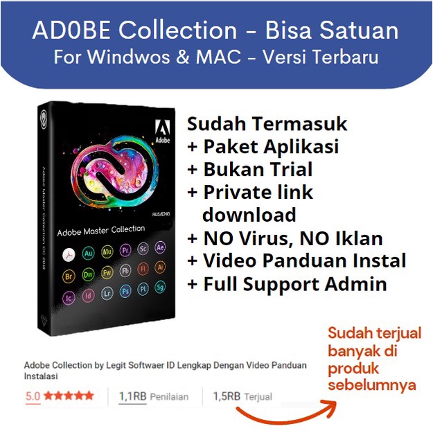 Adobe All Apps - For Windows And Mac (Bisa di Windows11 dan Macbook M1/M2) Versi terbaru dan ada Vid