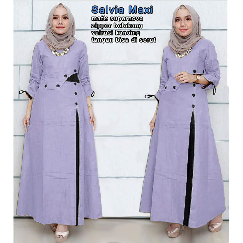 salvia maxi,zipper belakang XL Magenta, Talas, Coksu, Biru, Hijau P
