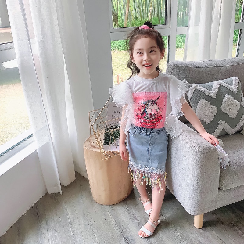 SSP22-Setelan Set Anak Perempuan Sequin Unicorn