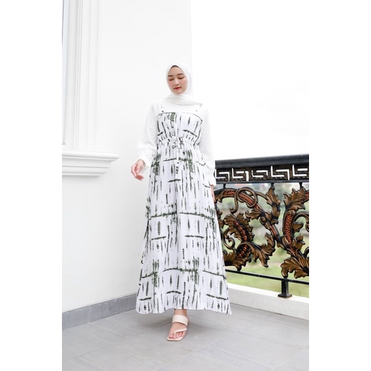 ATLEYA MAXI DRESS (Gamis lebaran Ld 102 pjg 135) - Maxi Rayon Tie Dye Combi Brukat