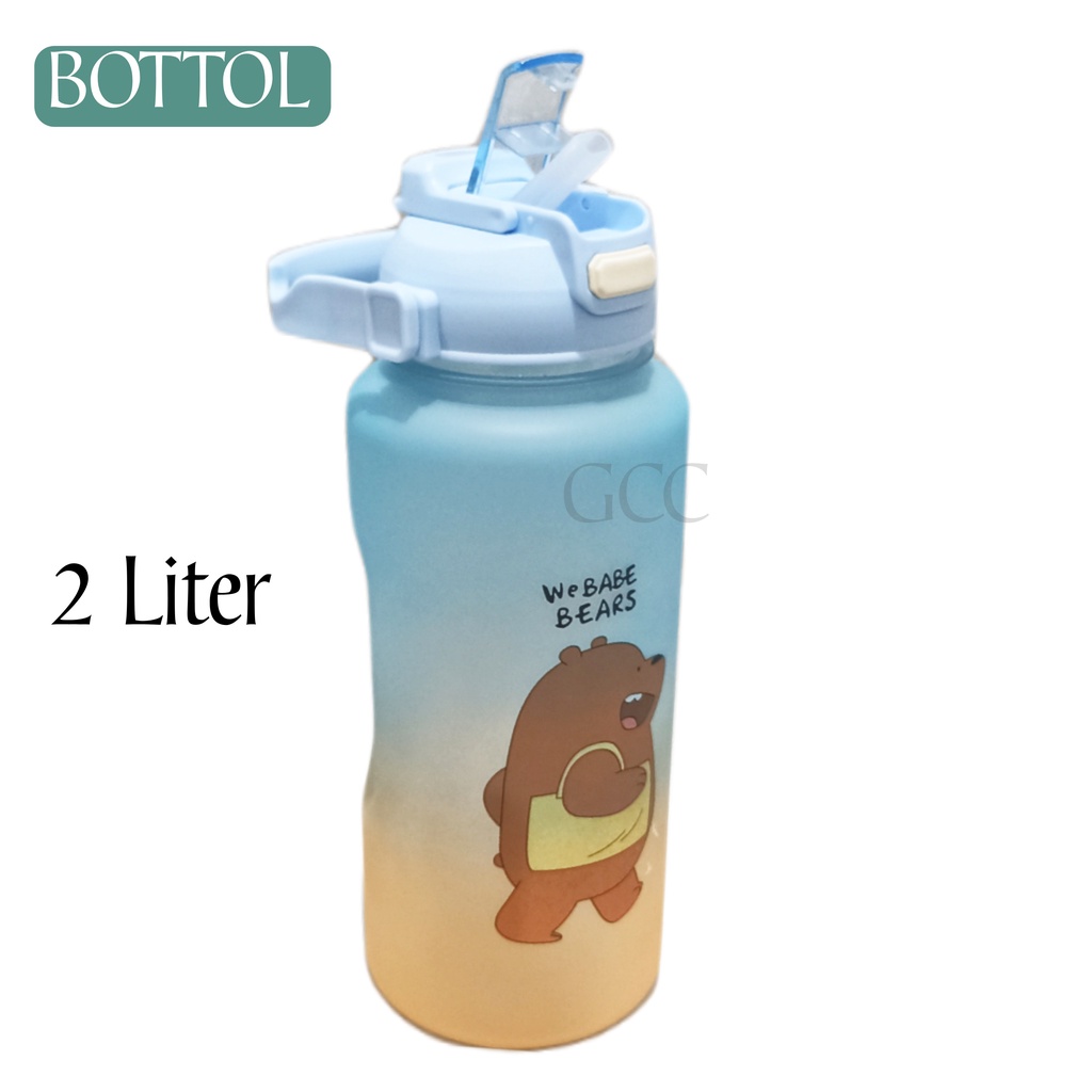 A1 Botol Air Minun Besar Botol Viral Warna Pelangi 2 liter