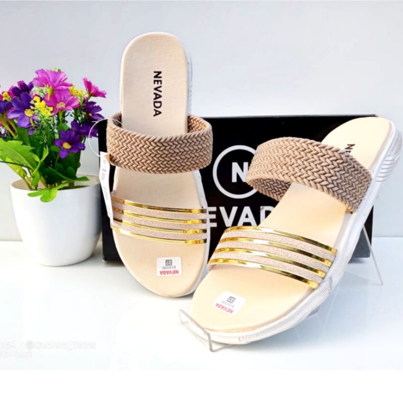 SANDAL FLAT WANITA NEVADA /SANDAL SELOP CEWEK REMAJA KEKINIAN