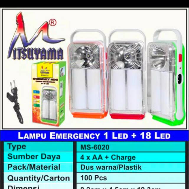 Lampu emergency mini led charge + baterai tahan 5-6 jam KG355