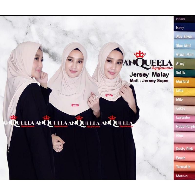 Hijab Instant Malay Jersey Super Medium Size