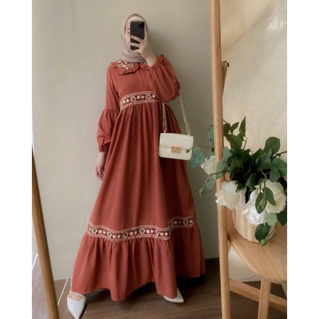 DRESS WANITA MUSLIM TERBARU/BELOVA DRESS MELAYU/GAMIS BORDIR KEKINIAN/GAMIS CANTIK/FAR MOSLEMSTORE