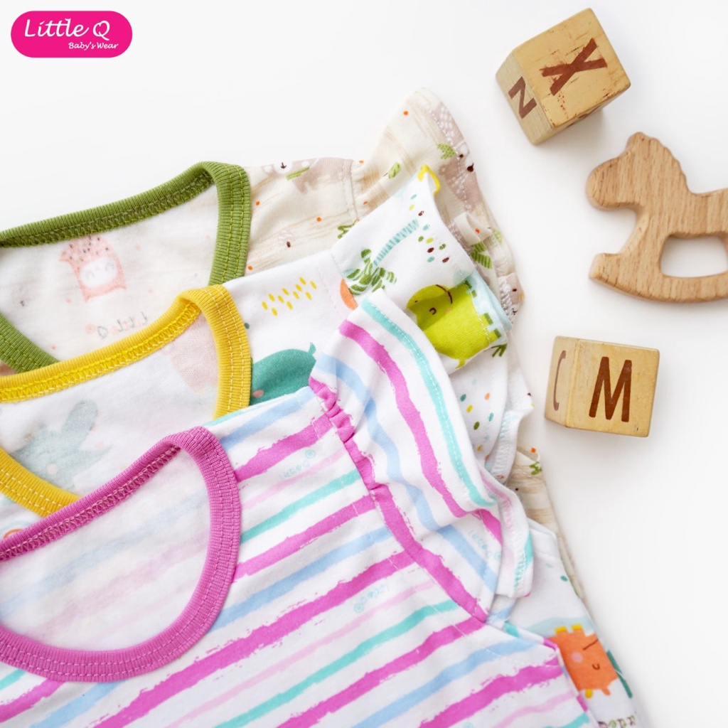 LittleQ Setelan Ruffle Tee Motif - Setelan Baju Bayi dan Anak Perempuan Rampel Celana pendek Little Q SNI