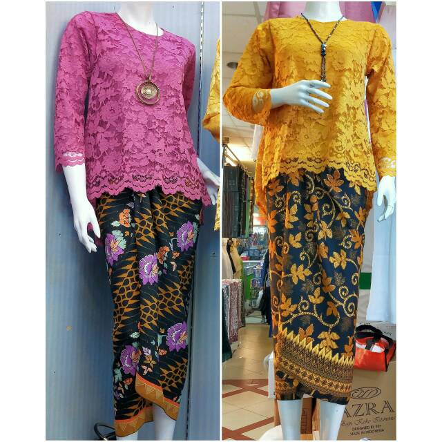 setelan brukat Dila (atasan + rok lilit/plisket)