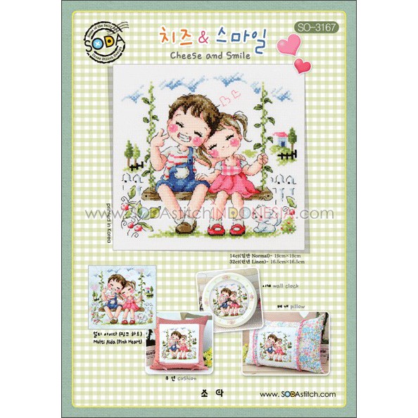 Paket DIY Craft Sulam Kristik Strimin Cross Stitch Sodastitch SO-3167 Cheese and Smile Korea Couple