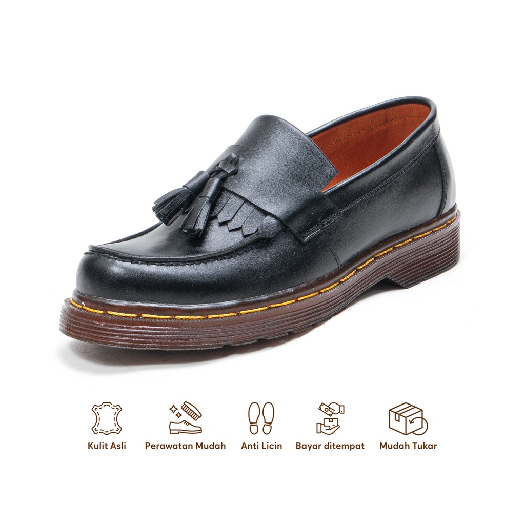 Sepatu Formal Pria Slip On Penny Loafers Kulit Asli Casual Pesta S.1062