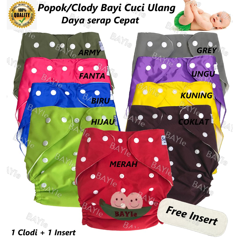 BAYIe - Clodi/Popok Celana Bayi Kain Cuci Ulang/Baby Diaper Pant/Celana Lampin Free Insert 0-3 tahun