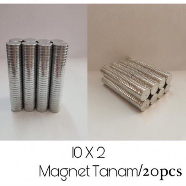 magnet taman neodymium 10x2 nikel / 20pcs