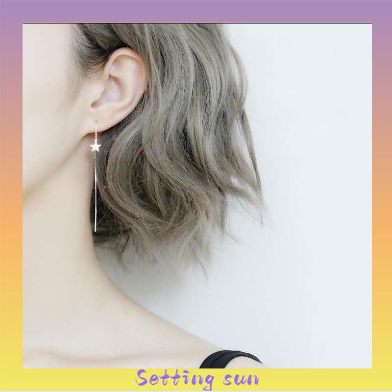2Pcs Anting Korea Wanita Panjang Model Tusuk Tindik Rantai Rumbai Earring Perhiasan Fashion TN