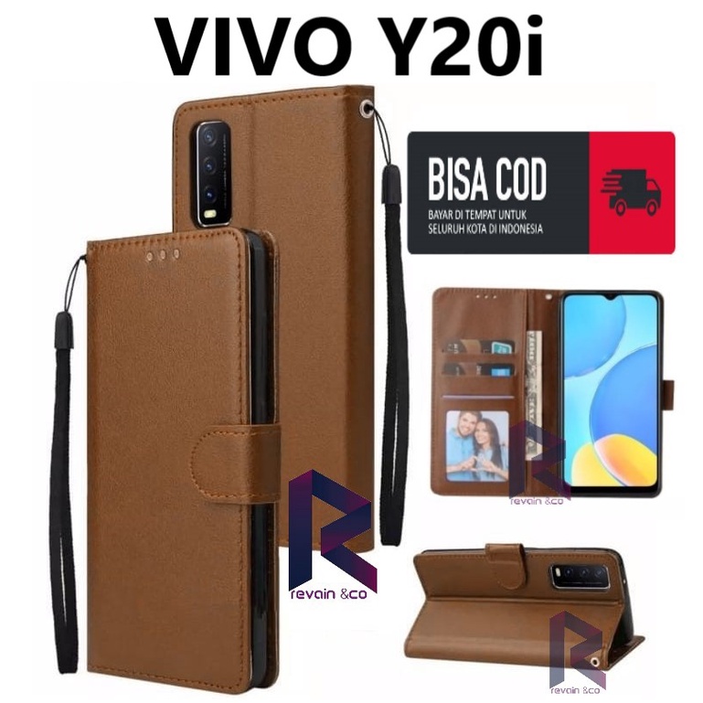 CASE VIVO Y20i FLIP WALLET LEATHER KULIT PREMIUM SARUNG BUKA TUTUP FLIP CASE VIVO Y20i