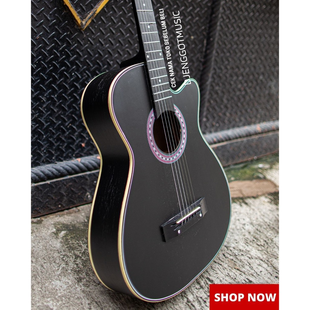 Gitar Akustik Mandalika S-01BK Black Paket Komplit Murah