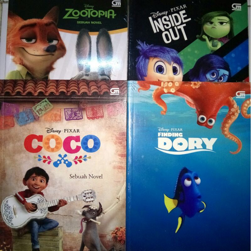 Buku Novel Anak Disney Zootopia, Inside Out, Coco, Finding Dory Terbitan Gramedia ORIGINAL (1 Buku)