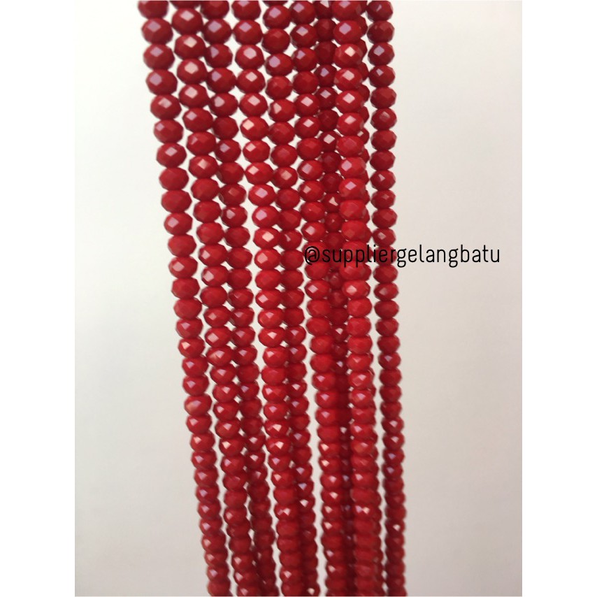 Crystal Ceko Doft 4mm merah maroon aksesoris beads manik donat rondel kristal perhiasan olshop manik