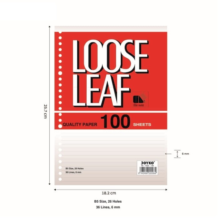 

Loose Leaf / Isi Kertas File / Binder Joyko B5-7026 / 100 Lembar