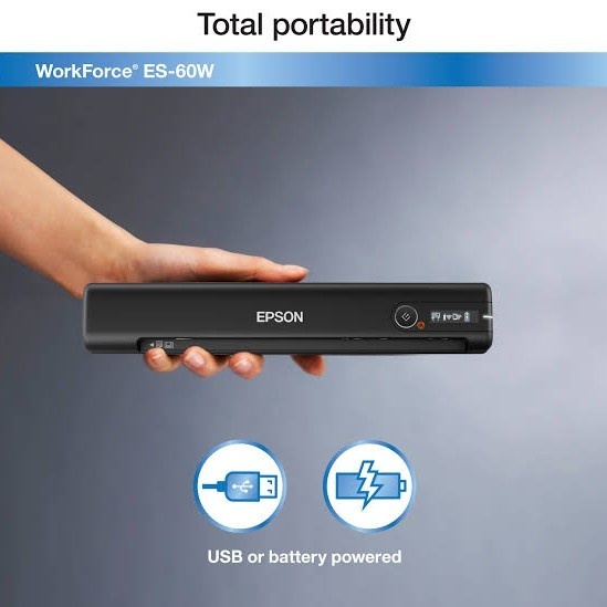 SCANNER EPSON WORKFORCE ES-60W ES 60W ES60W WIFI PORTABLE SHEETFED